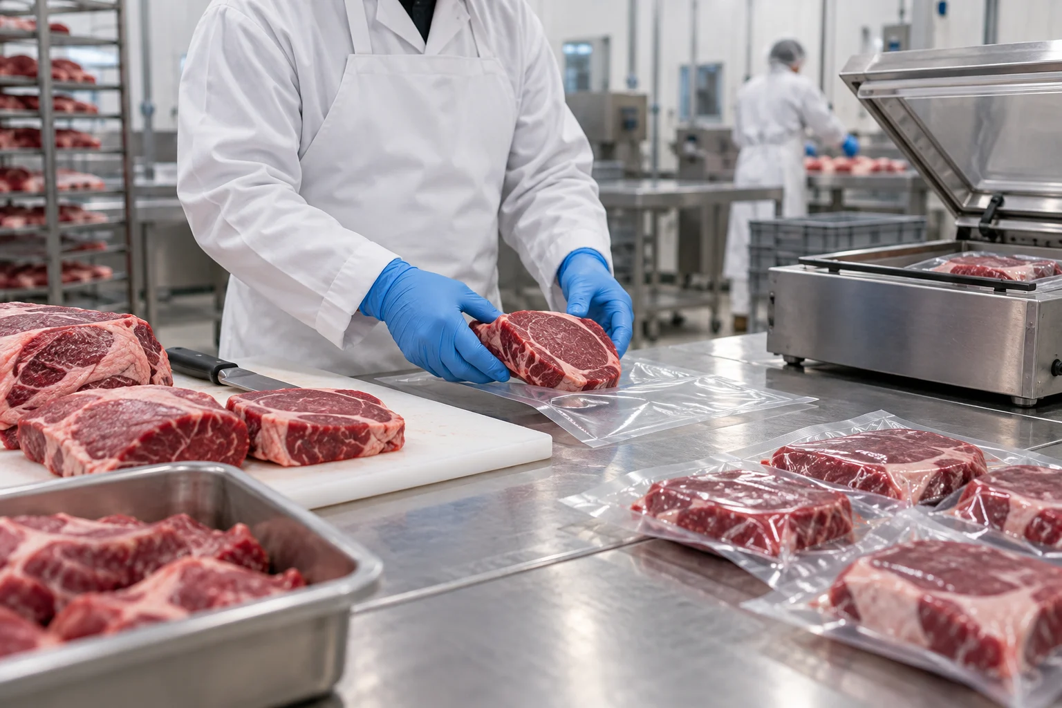 Imagen ilustrativa de una operación de corte y empaque de carnes